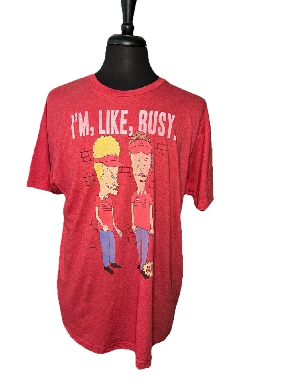 BEAVIS & BUTTHEAD Tultex Red Graphic 'I'm, Like, Busy.' Men's T-Shirt XL